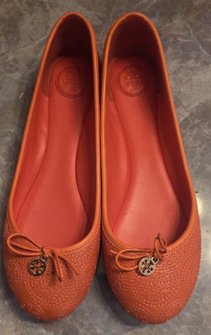 Tory Burch Orange Leather Ballet Flats